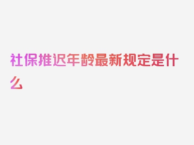 社保推迟年龄最新规定是什么