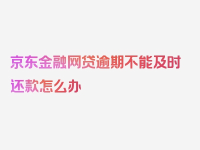 京东金融网贷逾期不能及时还款怎么办