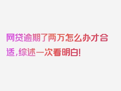 网贷逾期了两万怎么办才合适，综述一次看明白！