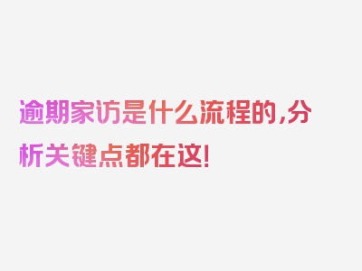 逾期家访是什么流程的，分析关键点都在这！