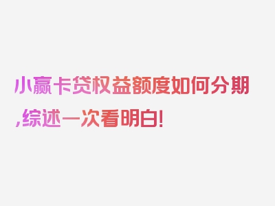 小赢卡贷权益额度如何分期，综述一次看明白！