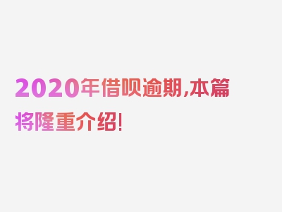 2020年借呗逾期，本篇将隆重介绍!