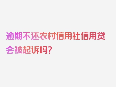 逾期不还农村信用社信用贷会被起诉吗？