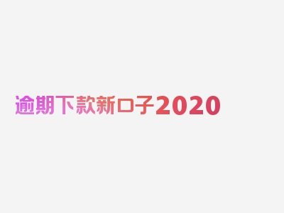 逾期下款新口子2020