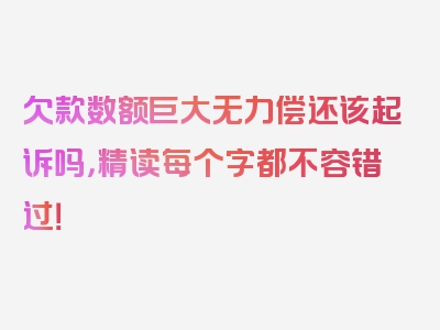 欠款数额巨大无力偿还该起诉吗，精读每个字都不容错过！