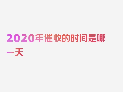 2020年催收的时间是哪一天