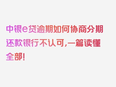 中银e贷逾期如何协商分期还款银行不认可，一篇读懂全部！