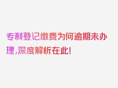 专利登记缴费为何逾期未办理，深度解析在此！