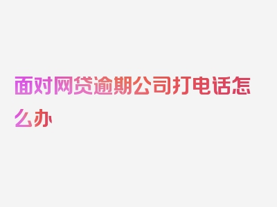 面对网贷逾期公司打电话怎么办