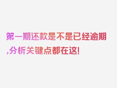 第一期还款是不是已经逾期，分析关键点都在这！