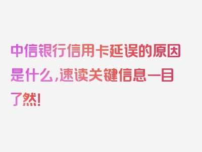 中信银行信用卡延误的原因是什么，速读关键信息一目了然！