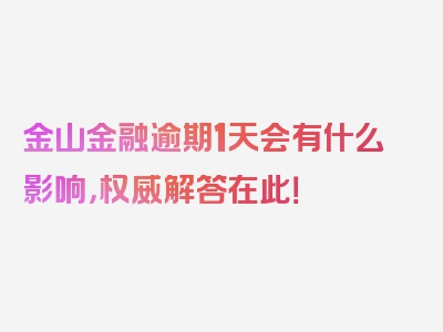 金山金融逾期1天会有什么影响，权威解答在此！