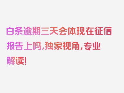 白条逾期三天会体现在征信报告上吗，独家视角，专业解读！