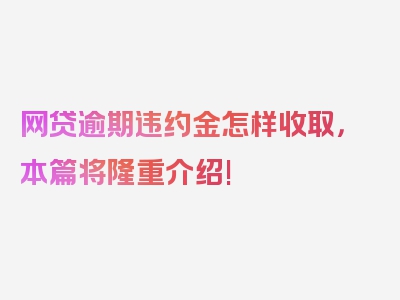 网贷逾期违约金怎样收取，本篇将隆重介绍!