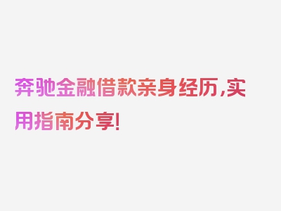 奔驰金融借款亲身经历，实用指南分享！