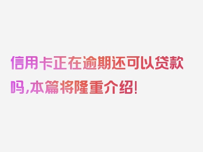 信用卡正在逾期还可以贷款吗，本篇将隆重介绍!