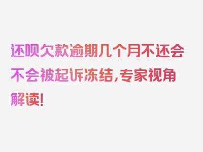 还呗欠款逾期几个月不还会不会被起诉冻结，专家视角解读！