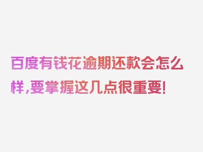 百度有钱花逾期还款会怎么样，要掌握这几点很重要！