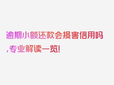 逾期小额还款会损害信用吗，专业解读一览！