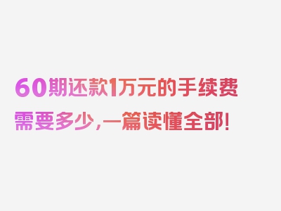 60期还款1万元的手续费需要多少，一篇读懂全部！