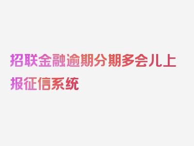 招联金融逾期分期多会儿上报征信系统