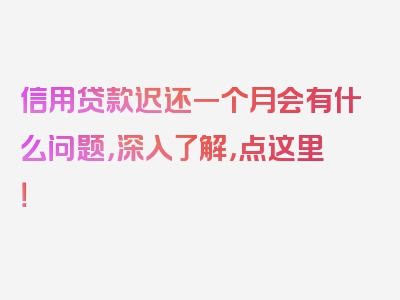 信用贷款迟还一个月会有什么问题，深入了解，点这里！