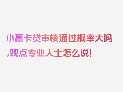 小赢卡贷审核通过概率大吗，观点专业人士怎么说！