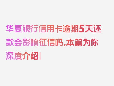 华夏银行信用卡逾期5天还款会影响征信吗，本篇为你深度介绍!