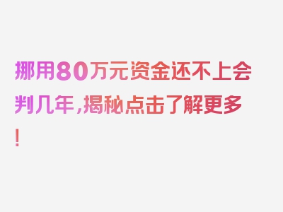 挪用80万元资金还不上会判几年，揭秘点击了解更多！