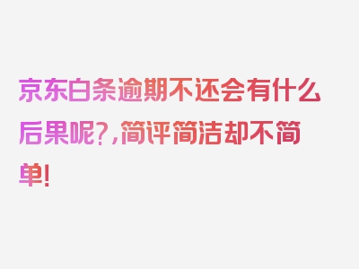 京东白条逾期不还会有什么后果呢?，简评简洁却不简单！