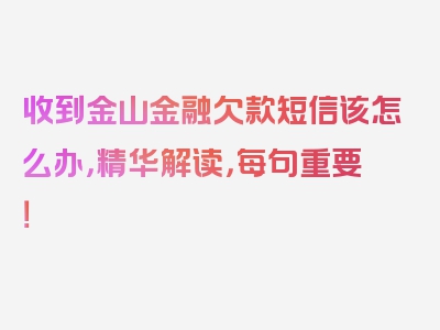 收到金山金融欠款短信该怎么办，精华解读，每句重要！