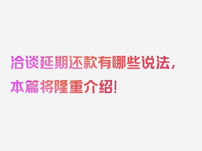 洽谈延期还款有哪些说法，本篇将隆重介绍!