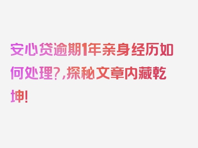 安心贷逾期1年亲身经历如何处理?，探秘文章内藏乾坤！