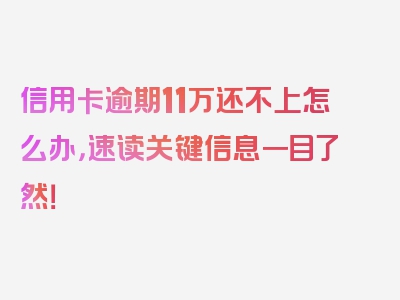 信用卡逾期11万还不上怎么办，速读关键信息一目了然！