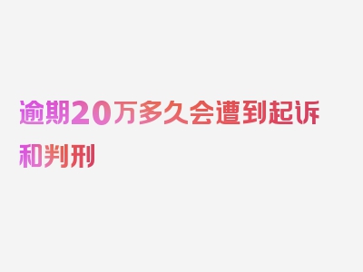 逾期20万多久会遭到起诉和判刑