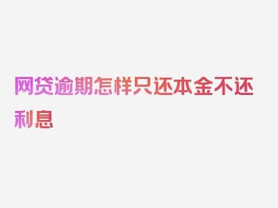 网贷逾期怎样只还本金不还利息