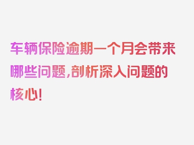 车辆保险逾期一个月会带来哪些问题，剖析深入问题的核心！