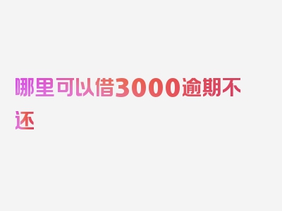 哪里可以借3000逾期不还