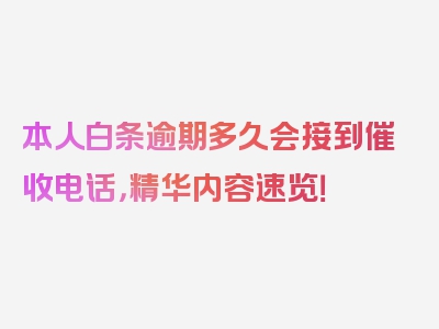 本人白条逾期多久会接到催收电话，精华内容速览！