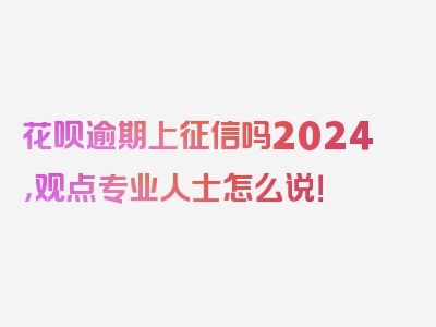 花呗逾期上征信吗2024，观点专业人士怎么说！