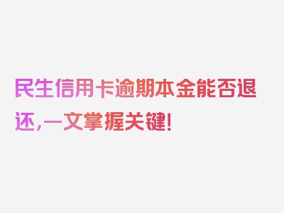 民生信用卡逾期本金能否退还，一文掌握关键！