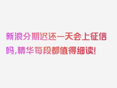 新浪分期迟还一天会上征信吗，精华每段都值得细读！