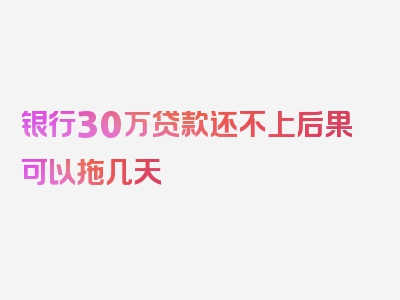 银行30万贷款还不上后果可以拖几天