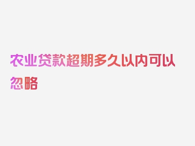 农业贷款超期多久以内可以忽略