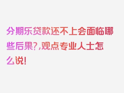 分期乐贷款还不上会面临哪些后果?，观点专业人士怎么说！