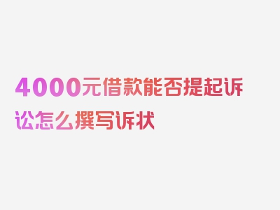 4000元借款能否提起诉讼怎么撰写诉状