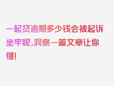 一起贷逾期多少钱会被起诉坐牢呢，洞察一篇文章让你懂！