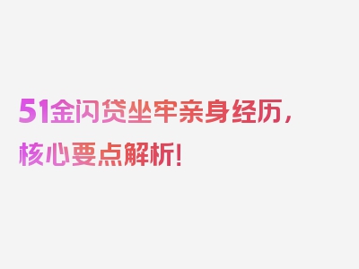 51金闪贷坐牢亲身经历，核心要点解析！