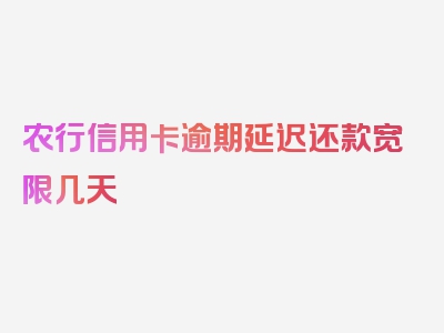 农行信用卡逾期延迟还款宽限几天