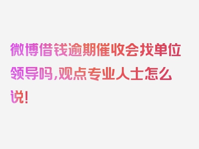 微博借钱逾期催收会找单位领导吗，观点专业人士怎么说！